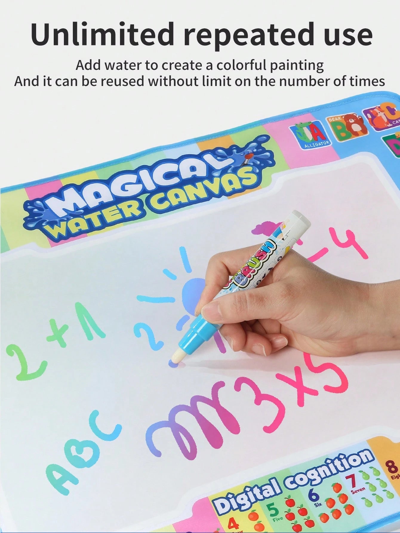 Christmas Decoration Water Drawing Mat - Children'S Painting & Writing Colorful Graffiti Drawing Mat Toy with Magic Pen, Educational Toy, Large Size Water Drawing Pad, Neat Neon Color, Suitable for 3-8 Years Old Girls & Boys, Birthday, Christmas, Thanksgiving Gift