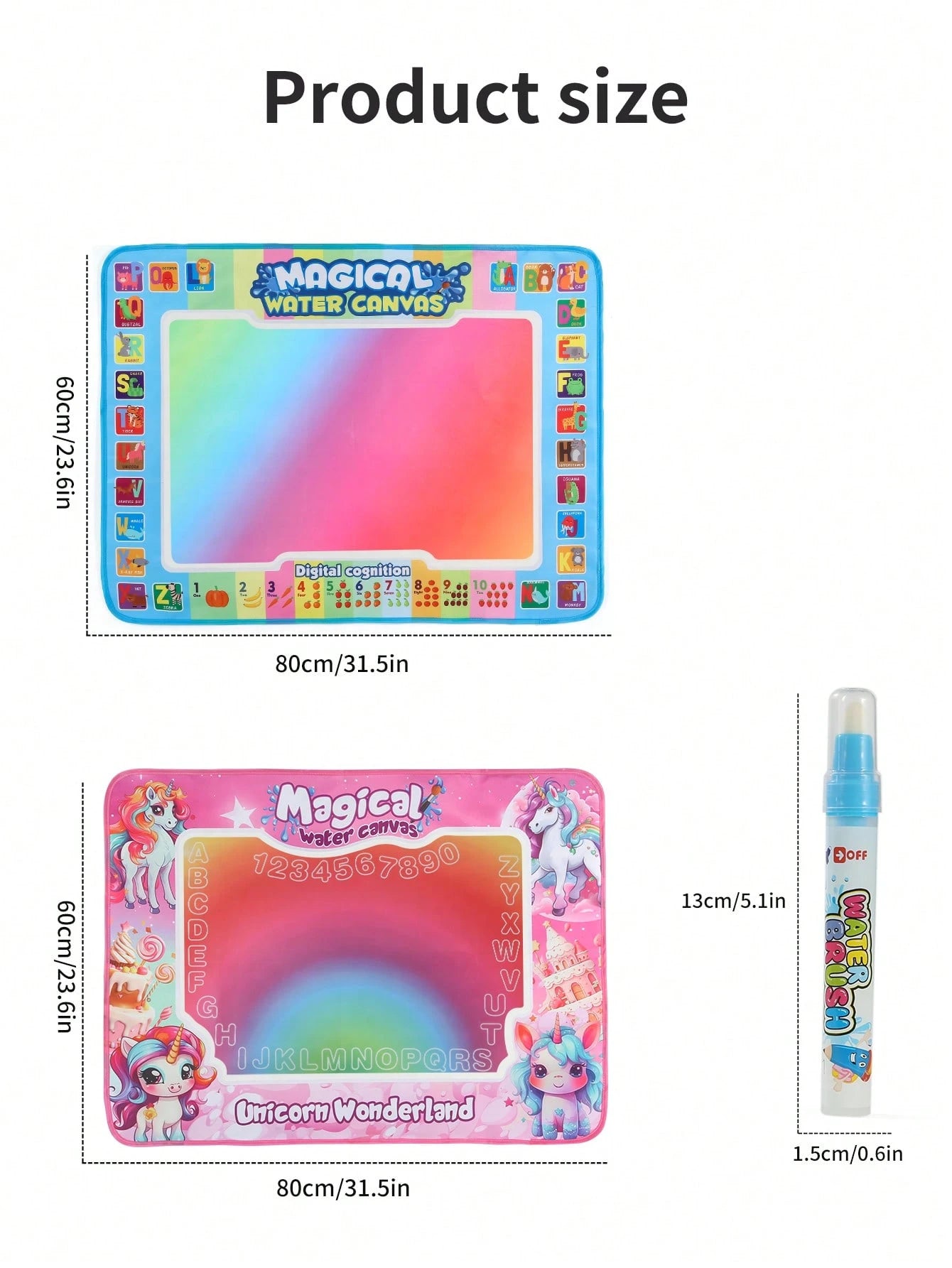 Christmas Decoration Water Drawing Mat - Children'S Painting & Writing Colorful Graffiti Drawing Mat Toy with Magic Pen, Educational Toy, Large Size Water Drawing Pad, Neat Neon Color, Suitable for 3-8 Years Old Girls & Boys, Birthday, Christmas, Thanksgiving Gift