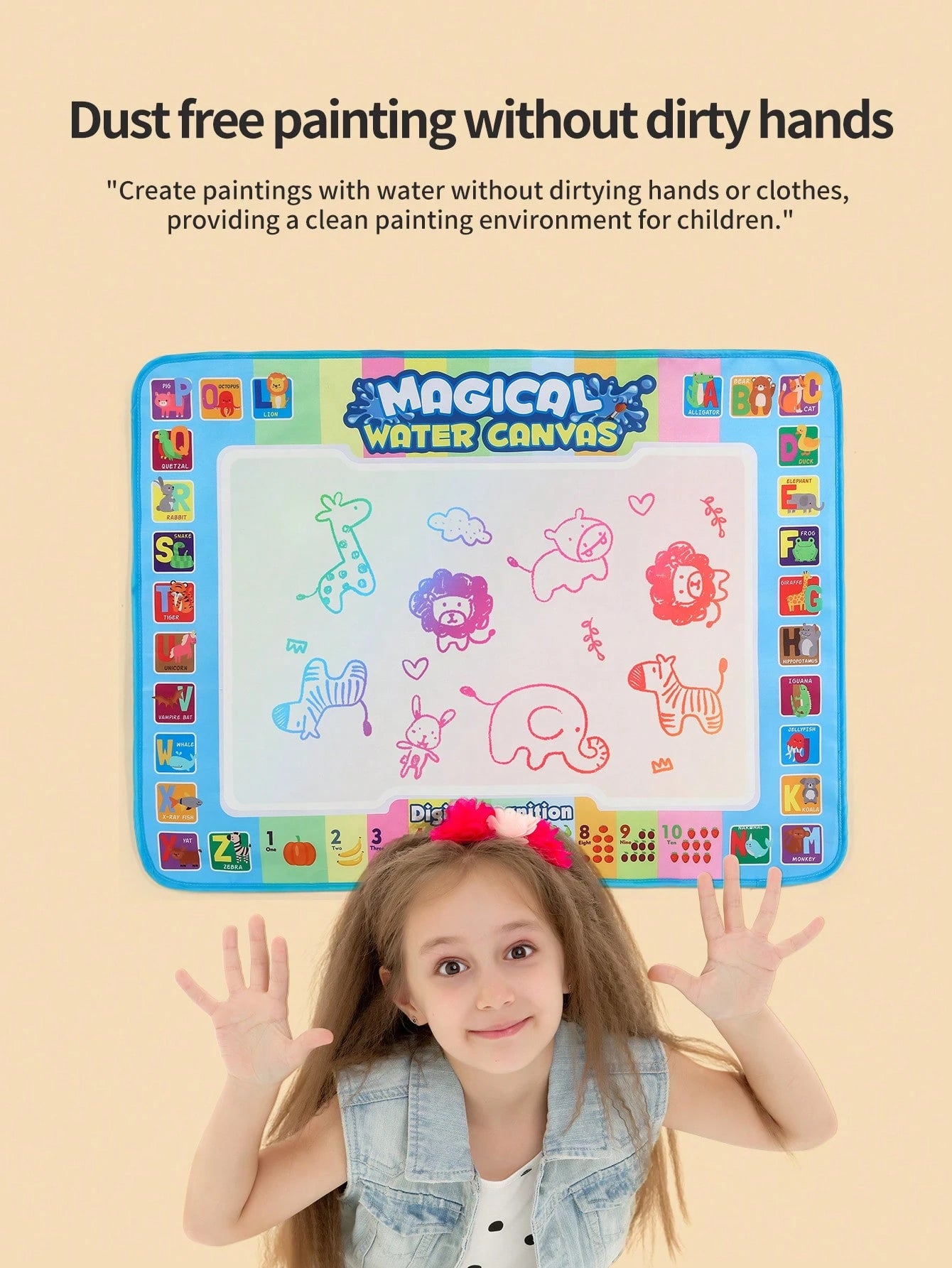 Christmas Decoration Water Drawing Mat - Children'S Painting & Writing Colorful Graffiti Drawing Mat Toy with Magic Pen, Educational Toy, Large Size Water Drawing Pad, Neat Neon Color, Suitable for 3-8 Years Old Girls & Boys, Birthday, Christmas, Thanksgiving Gift